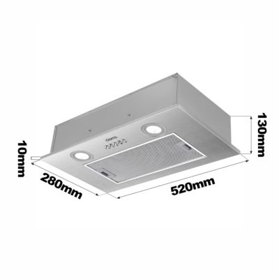 Hotte Aspirante Encastrable 52cm KICHPOWER - 300m³/h - 3 Vitesses - Recyclage/Evacuation - LED - Inox