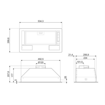 Hotte encastrable Universel l. 54 cm KSG52HE Smeg gris métal