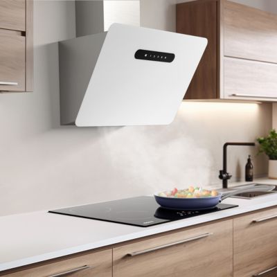 Hotte inclinée 60cm classe a+++ 650m3h wifi 4 vitesses évacuation ou recyclage tactile blanche CD6736KW Ciarra