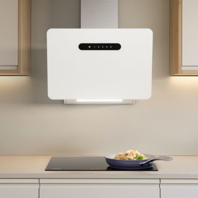 Hotte inclinée 60cm classe a+++ 650m3h wifi 4 vitesses évacuation ou recyclage tactile blanche CD6736KW Ciarra