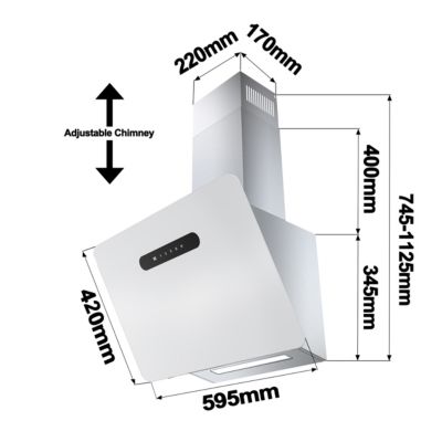 Hotte inclinée 60cm classe a+++ 650m3h wifi 4 vitesses évacuation ou recyclage tactile blanche CD6736KW Ciarra