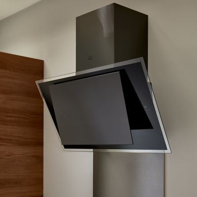 Hotte inclinée connectée en verre GoodHome GHAGRE90, 90cm