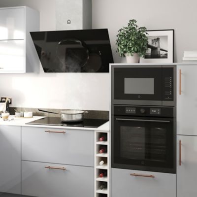 Hotte inclinée connectée en verre GoodHome GHAGRO90, 90cm