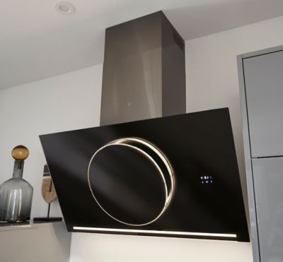 Bosch - hotte décorative inclinée 90cm 840m3/h noir dwk98jq60 - série 6  15410 - Conforama