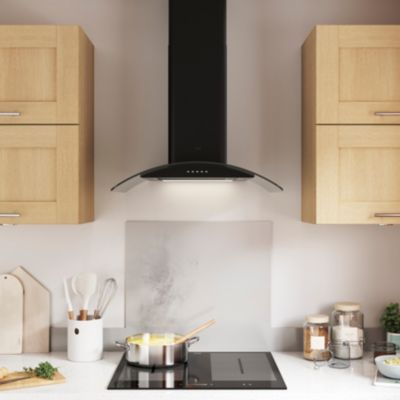 Hotte De Cuisine C & L CLCGB60 - Incurvée, Verre Noir Et Inox - 60cm - Neuve