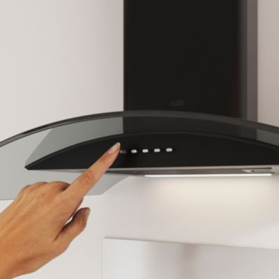Hotte incurvée en verre noir GoodHome GHCG60LKBL, 60 cm | Castorama