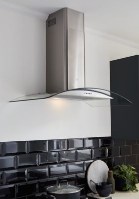 Hotte incurvée en verre Cooke & Lewis CLCGS90, 90 cm argent