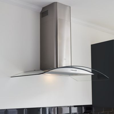 Hotte incurvée en verre Cooke & Lewis CLCGS90, 90 cm argent