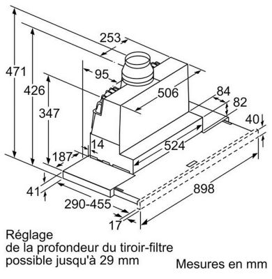 Hotte télescopique 90cm  729 m3/h silver Siemens LI97SA531 iq300