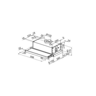 Hotte tiroir 60cm 310m3/h inox Airlux AHT630IX