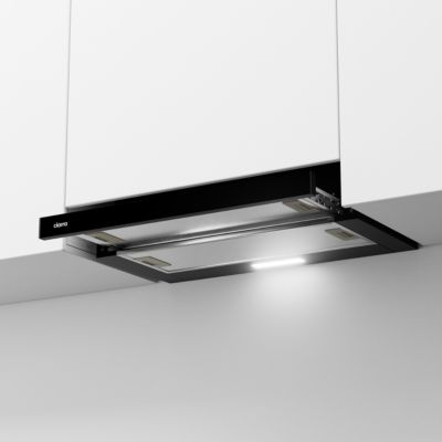 Hotte tiroir encastrable 60cm 391m3/h 2 vitesses téléscopique évacuation ou recyclage noir Ciarra CD6906DB