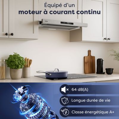 Hotte tiroir encastrable 60cm 606m3/h 3 vitesses tactile évacuation ou recyclage inox Ciarra CD6909AS