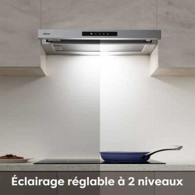 Hotte tiroir encastrable 60cm 606m3/h 3 vitesses tactile évacuation ou recyclage inox Ciarra CD6909AS
