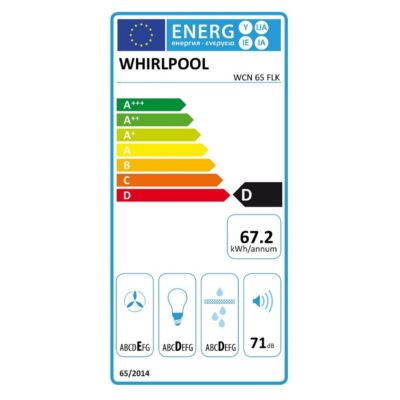 Hotte visière 60cm 270m3/h noir Whirlpool WCN65FLK