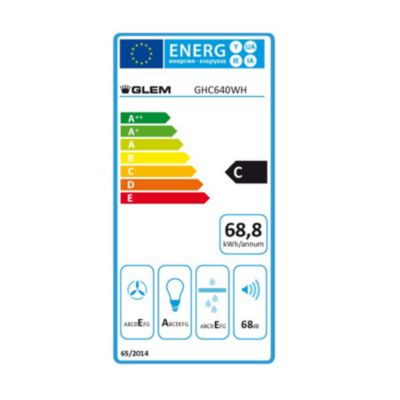Hotte visière 60cm 344m3/h blanc Glem GHC640WH