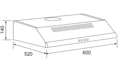Hotte visière 60cm 344m3/h inox Airlux AHC640IX