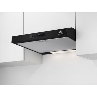 Hotte visière Casquette aspirante noire largeur 60cm débit d'air 272m3h ELECTROLUX