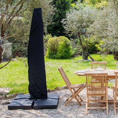 Housse De Protection Parasol Noir XL - Transport Et Stockage - Polyester Respirant Avec Dragonne Et Drainage