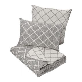 Housse d'oreiller réversible en jacquard (65x65 cm - Gris clair)