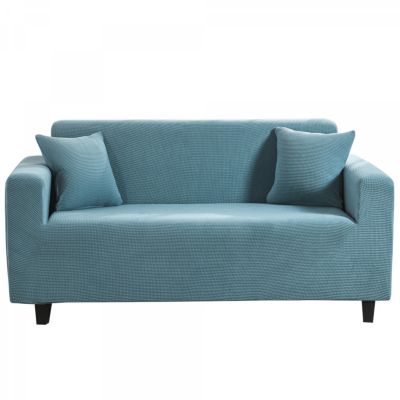 Housse de canapé extensible douce et durable, housse de protection intégrale en polaire, bleu, (trois places 190-230CM)