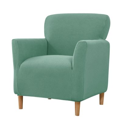 Housse de chaise décorative en jacquard extensible moderne avec accoudoirs, douce et imperméable, idéale pour le salon (vert)