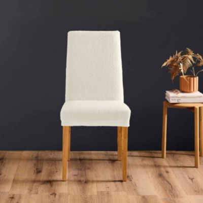 Housse de chaise extensible bouclette (50x65x55 cm - Naturel)