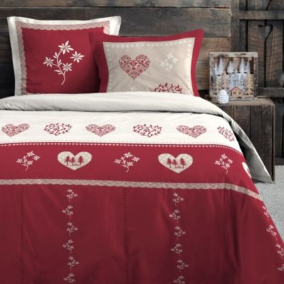 Housse de couette 240x220 MODANE ROUGE + 2 taies coton 57 fils