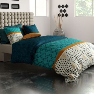Parure De Lit 100% Coton - Housse De Couette 240x260 Cm + 2 Taies D'oreiller | Tissu 57 Fils/cm² | Certifiée Oeko-Tex