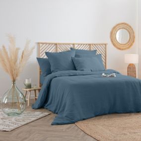 Housse de couette en 100% lin (240x220 cm - Bleu Canard)