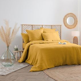 Housse de couette en 100% lin (240x220 cm - Jaune Ocre)