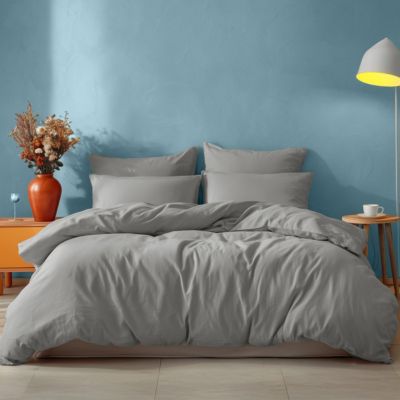 Housse de couette en coton Gris Perle 140x200 cm STUDIO