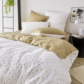 Housse de couette en percale au style géométrique (140x200 cm - Beige)