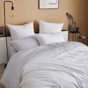 Housse de couette en percale au style géométrique (140x200 cm - Gris clair)