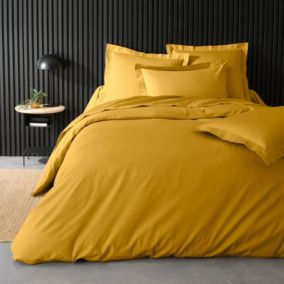 Housse de couette en percale de coton uni (240x220 cm - Jaune Curry)