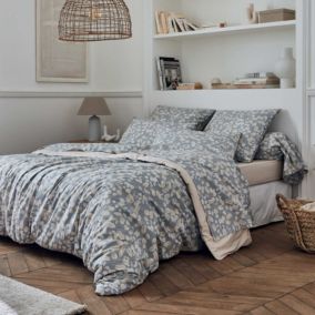 Housse de couette en percale esprit cocooning (140x200 cm - Gris)