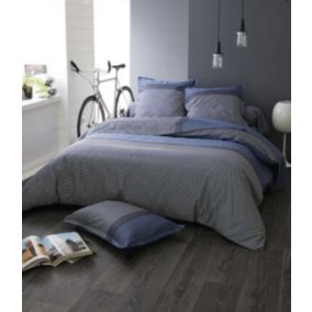 Housse de Couette en Satin de Coton (140x200 cm - Bleu Foncé)