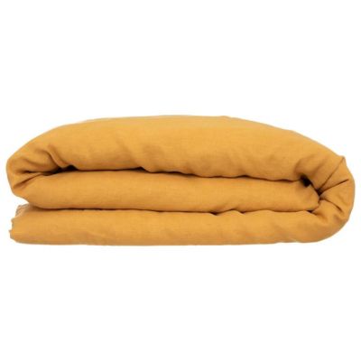 Housse de couette Linah - jaune ocre - lin lavé 260x240 cm - Atmosphera
