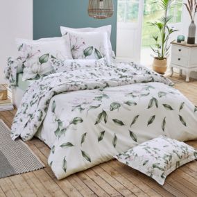 Housse de couette Magnolia Sauge (140x200 cm - Blanc)