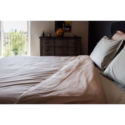 Housse de couette "Manoir" percale pur coton peigné longues fibres 80 fils/cm² Vent du sud - 240x220 - Perle