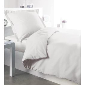 Housse de couette percale 100 % coton 78 fils (140x200 cm - Blanc)