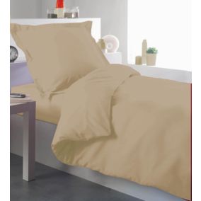 Housse de couette percale 140 x 200 cm unie (140x200 cm - Beige)