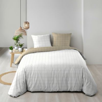 Housse de couette réversible 240 x 220 cm + 2 taies  CADRIA 100% coton 57 fils
