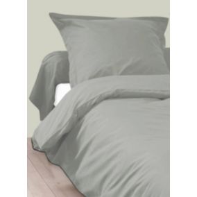 Housse de Couette Unie en 100 % Coton (140x200 cm - Gris Galet)