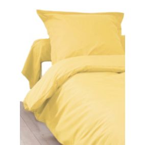 Housse de Couette Unie en 100 % Coton (140x200 cm - Jaune)