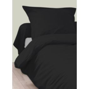 Housse de Couette Unie en 100 % Coton (140x200 cm - Noir)