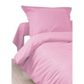 Housse de Couette Unie en 100 % Coton (140x200 cm - Rose)