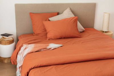 Housse de couette unie en coton Lavé (240x220 cm - Cuivre)