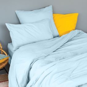 Housse de couette unie en coton Lavé (240x220 cm - Turquoise)