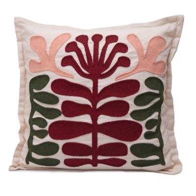 Housse de coussin 40 x 40 cm coton beige brodé bohème Deko&Co