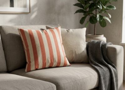 Housse de coussin 60 x 60 cm carrée en coton rayé terracotta Deko&Co